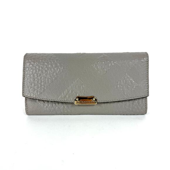 Burberry Embossed Nova Check Grain Porter Continental Grey Wallet NEW Envelope - Picture 1 of 7
